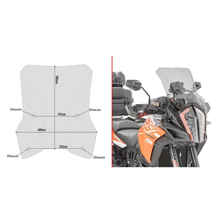 GIVI SPECIFIC SCREEN, SMOKED 38 X 40 CM 1290 ADVENTURE S / A