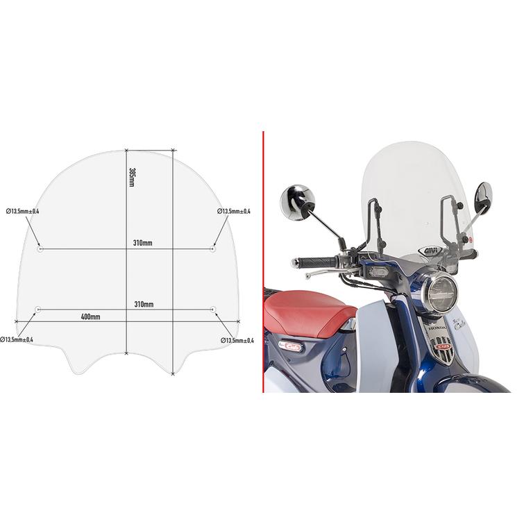 GIVI SPECIFIC SCREEN, TRANSPARENT 38,5 X 40 CM (H X W) HONDA